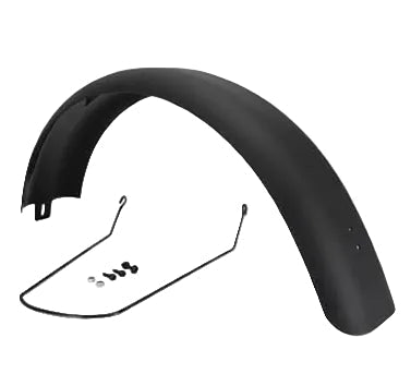 Black bike fenders and accessories on a white background