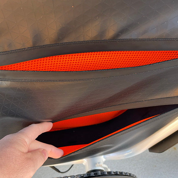 View inside 2 pockets of the Super73 frame bag