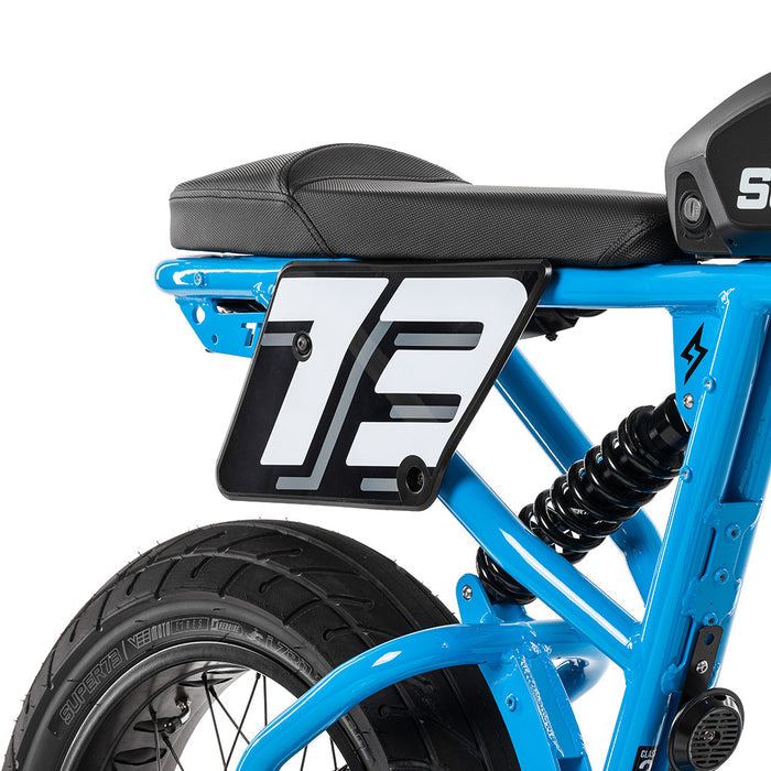 Super73 number plate installed on a Super73 RX