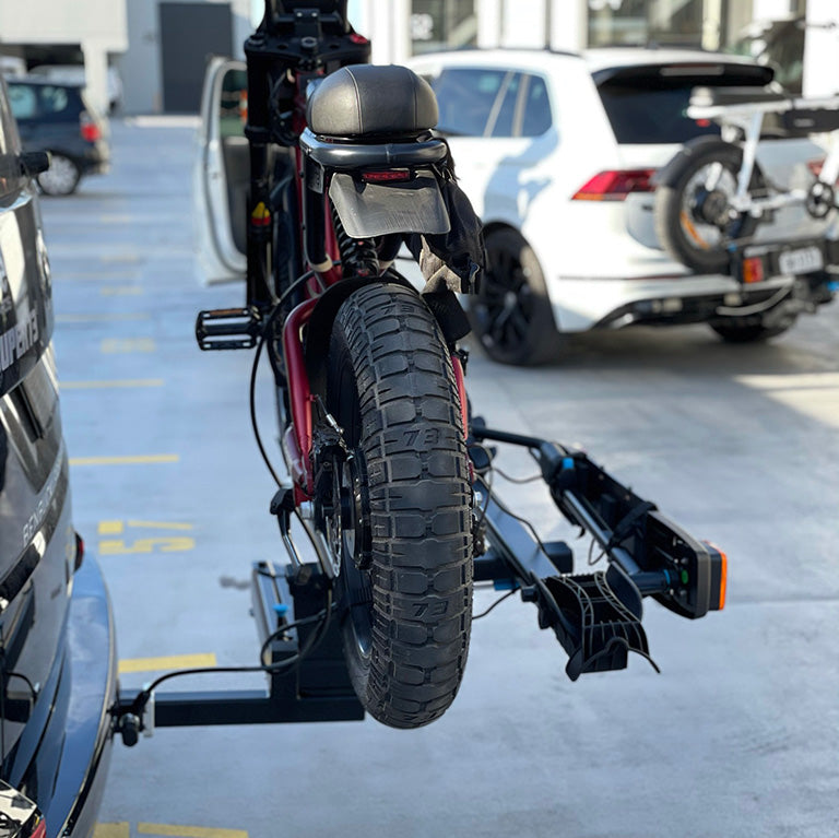 Super73 RX-E on a RockyMounts Backstage Hitch Rack